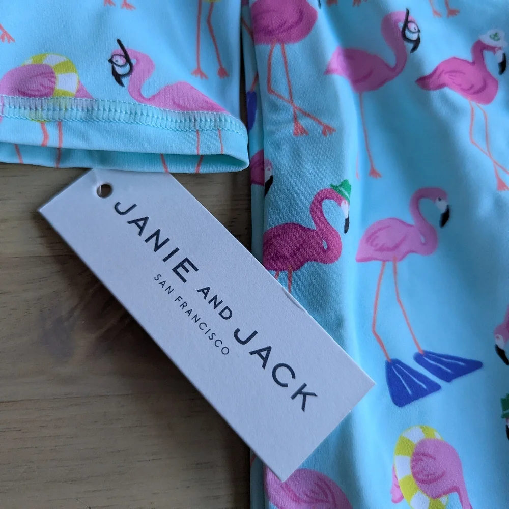 Janie & Jack Baby Recycled Flamingo Rash Guard‎ Swimsuit 18/24mo NWT!